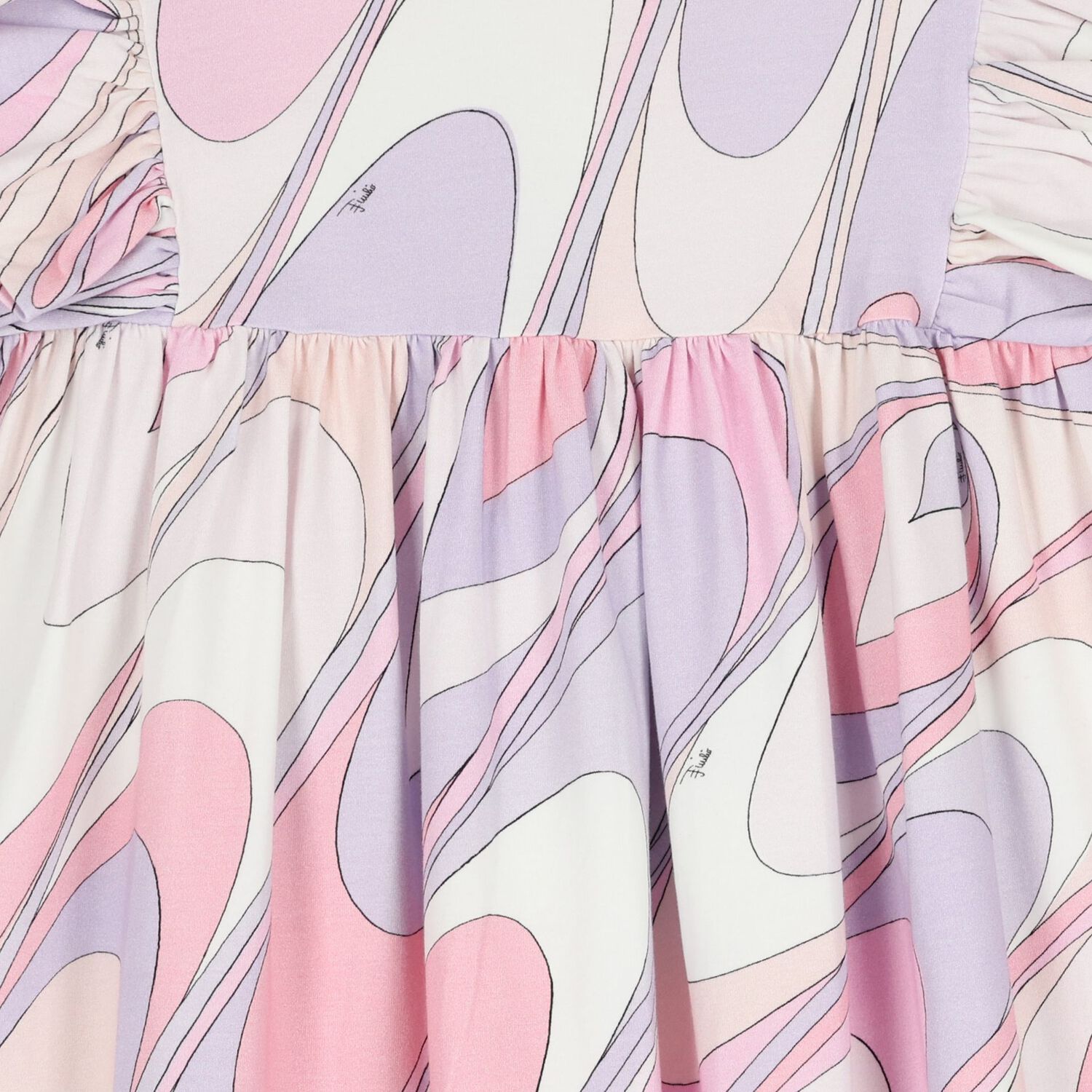 فستان للبنات باللون وردي وأبيض مكشكش, 1, hi-res