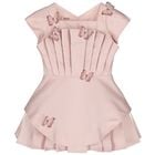 Girls Pink Pleated Butterfly Dress, 1, hi-res
