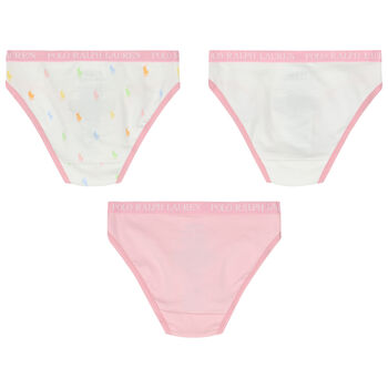 Girls Pink & White Bikini Brief ( 3-Pack )