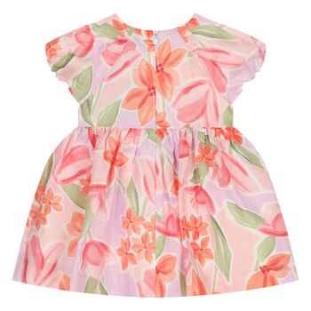 Younger Girls Pink & Orange Floral Dress