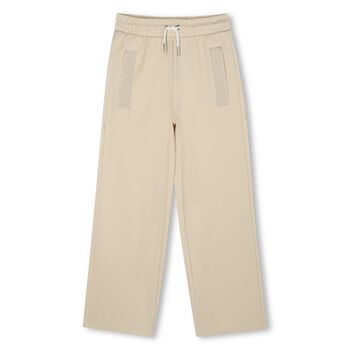 Girls Beige Logo Trousers