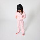 بلوزة بغطاء راس و سحاب و شعار باللون الوردي للبنات , 1, hi-res