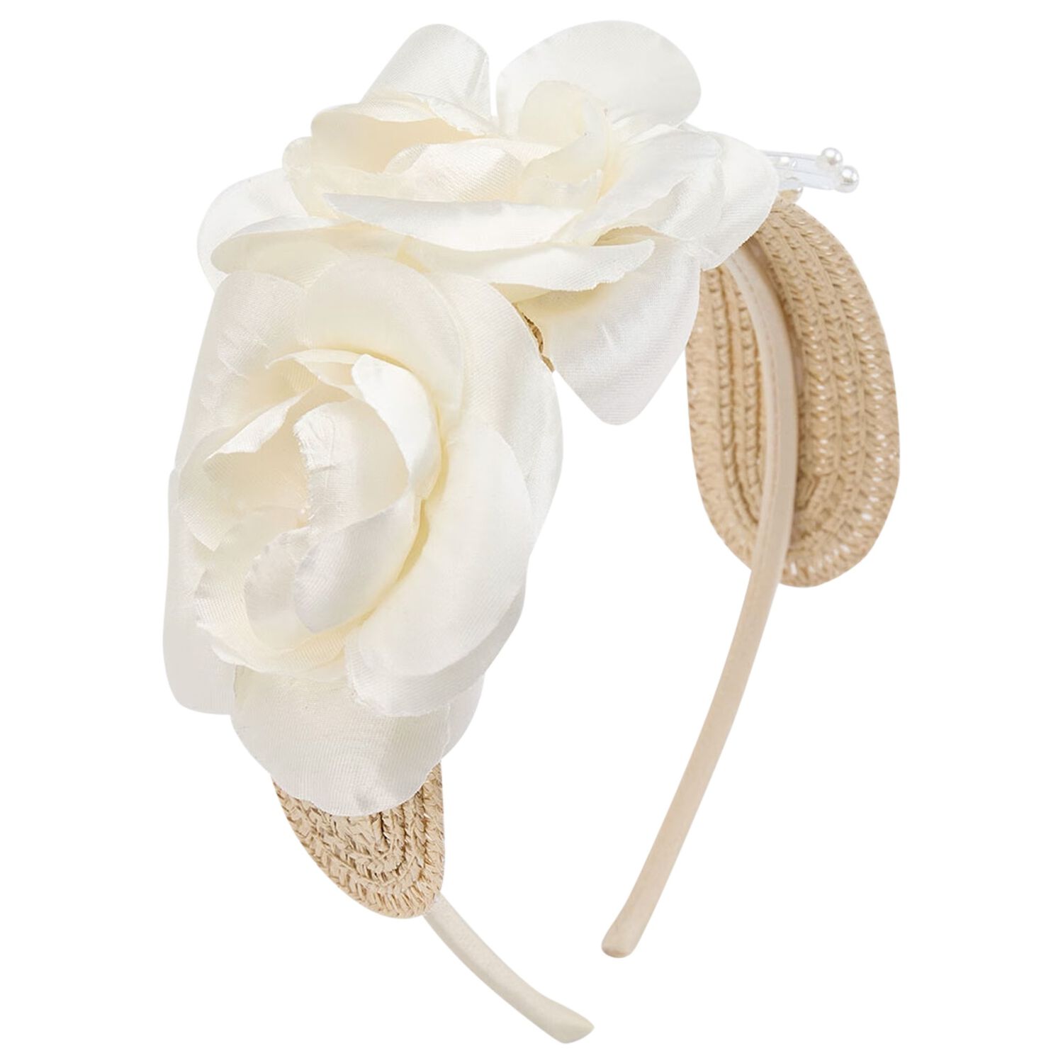 Girls Ivory Flower Headband, 3, hi-res