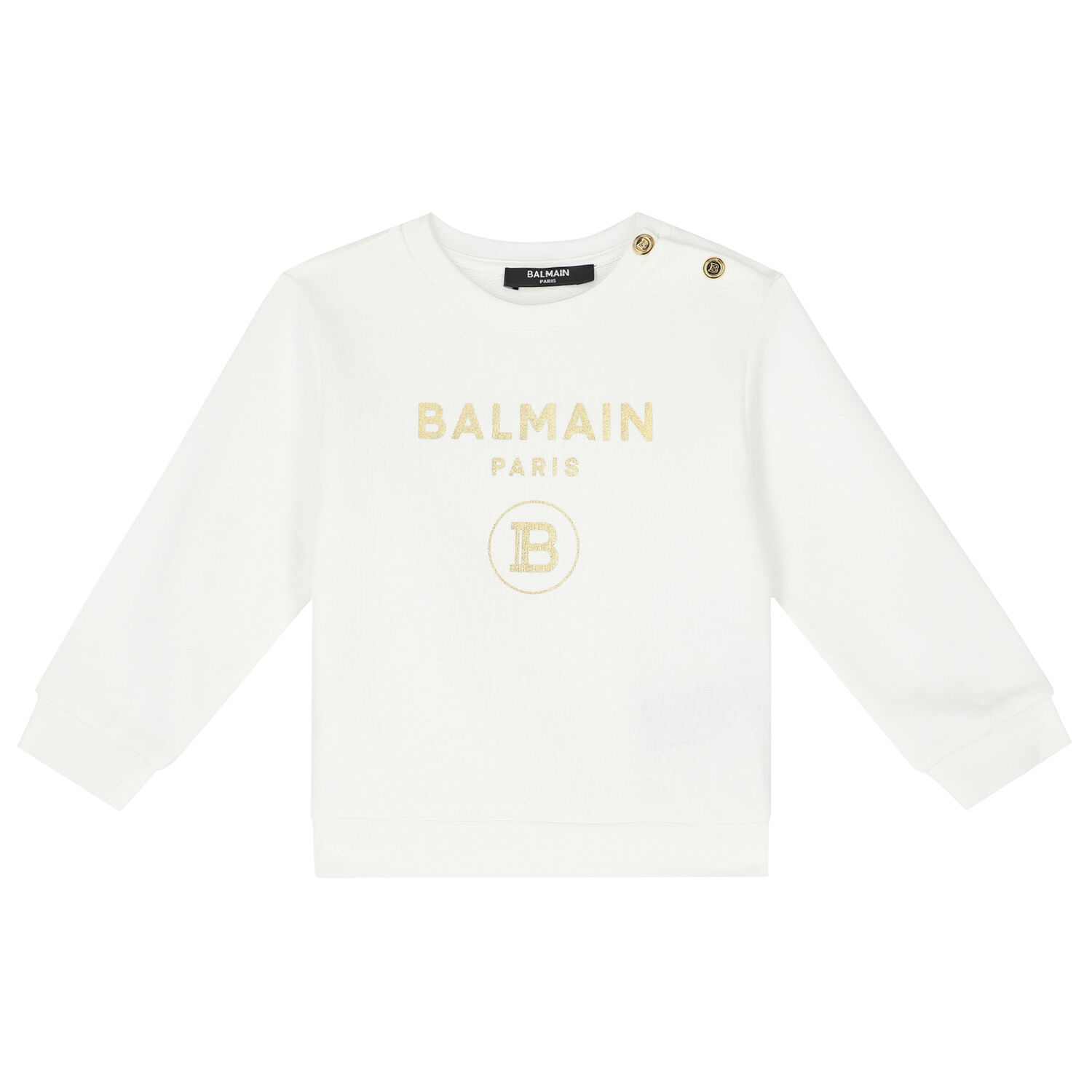سويت شيرت بالشعار باللون الأبيض والذهبي, 1, hi-res