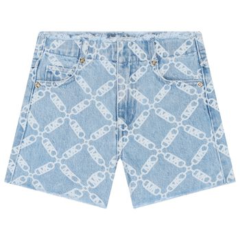 Girls Blue Logo Denim Shorts