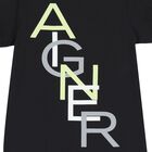 تيشيرت اولاد بالشعار باللون الاسود, 1, hi-res