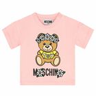 Younger Girls Pink Teddy T-Shirt, 1, hi-res