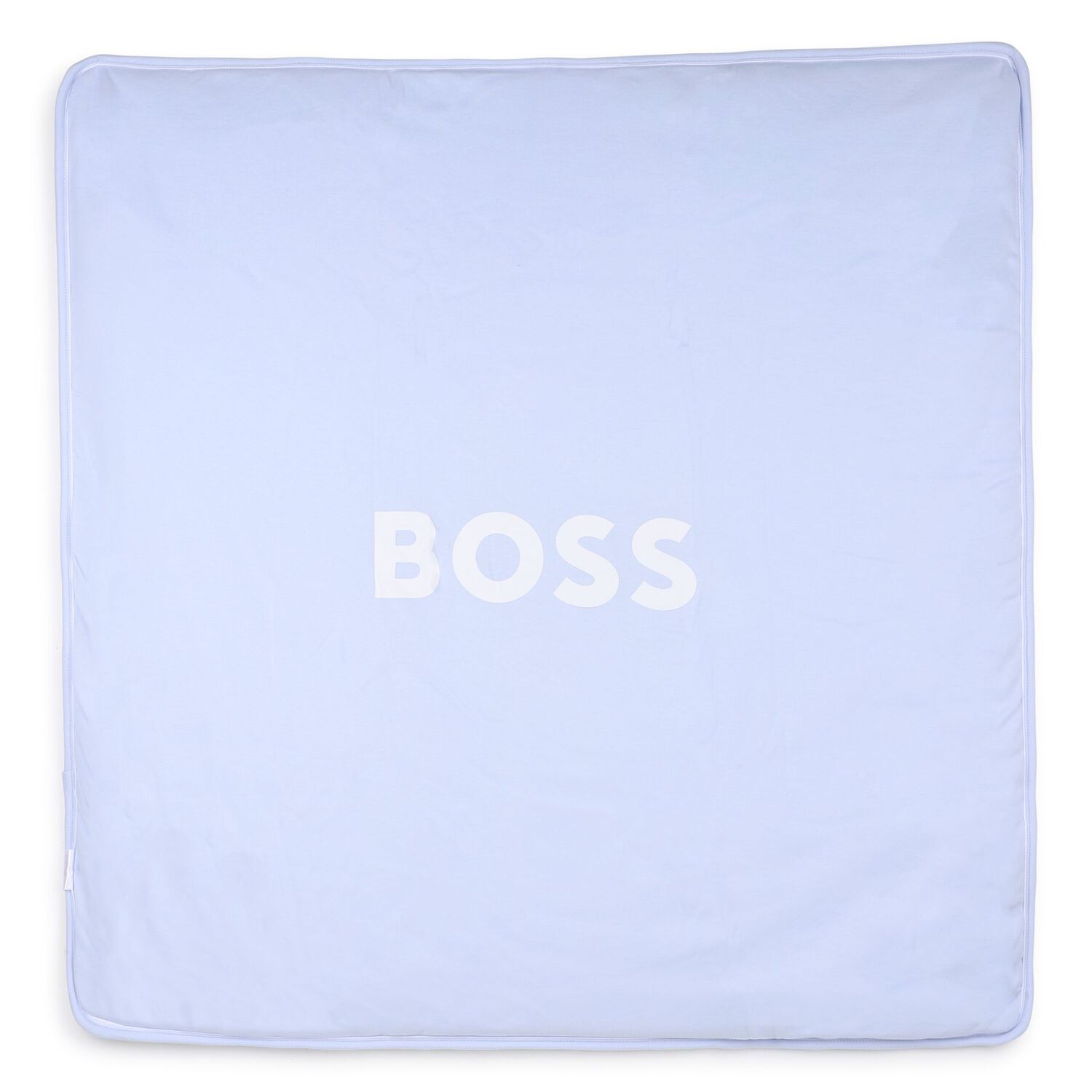 Baby Boys White & Blue Striped Logo Blanket , 3, hi-res