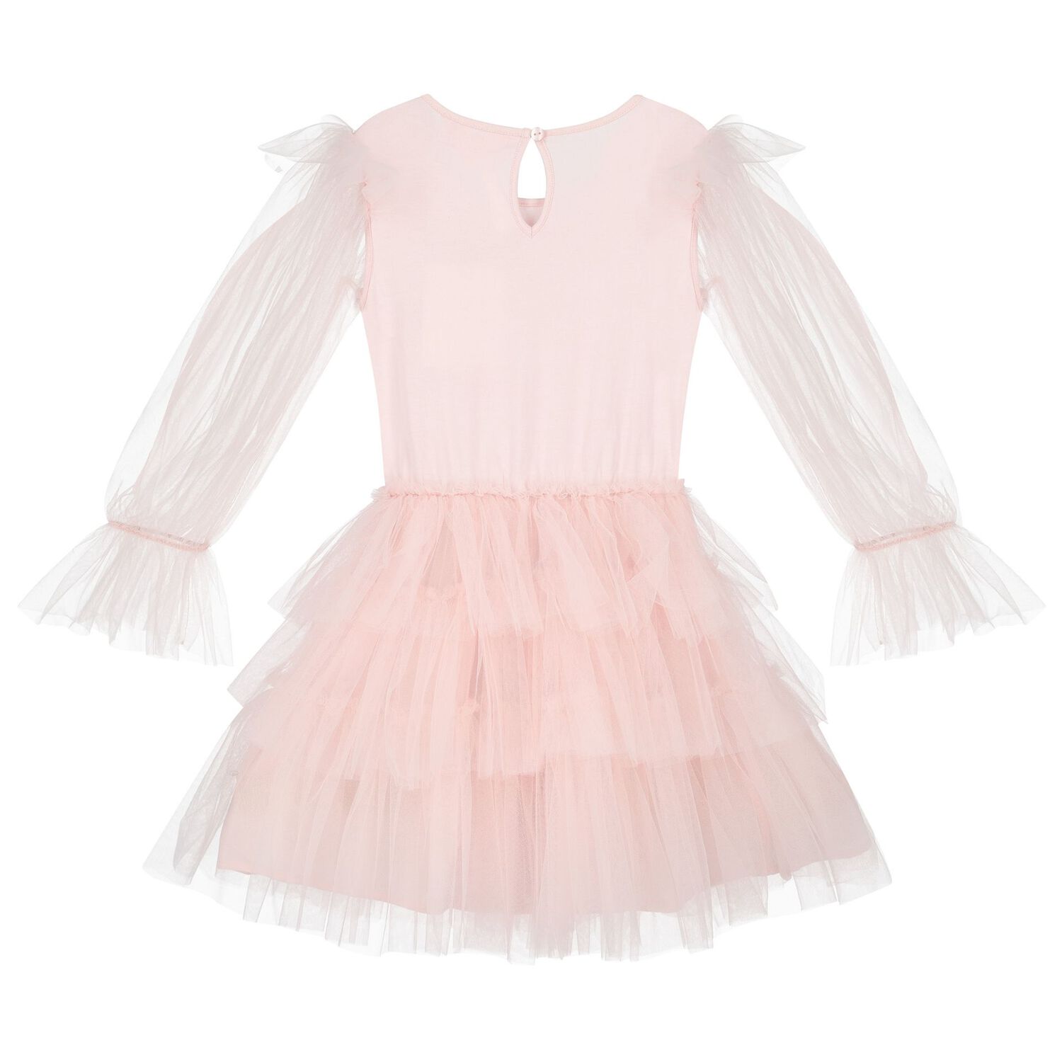 Girls Pink Embellished Tulle Dress, 1, hi-res