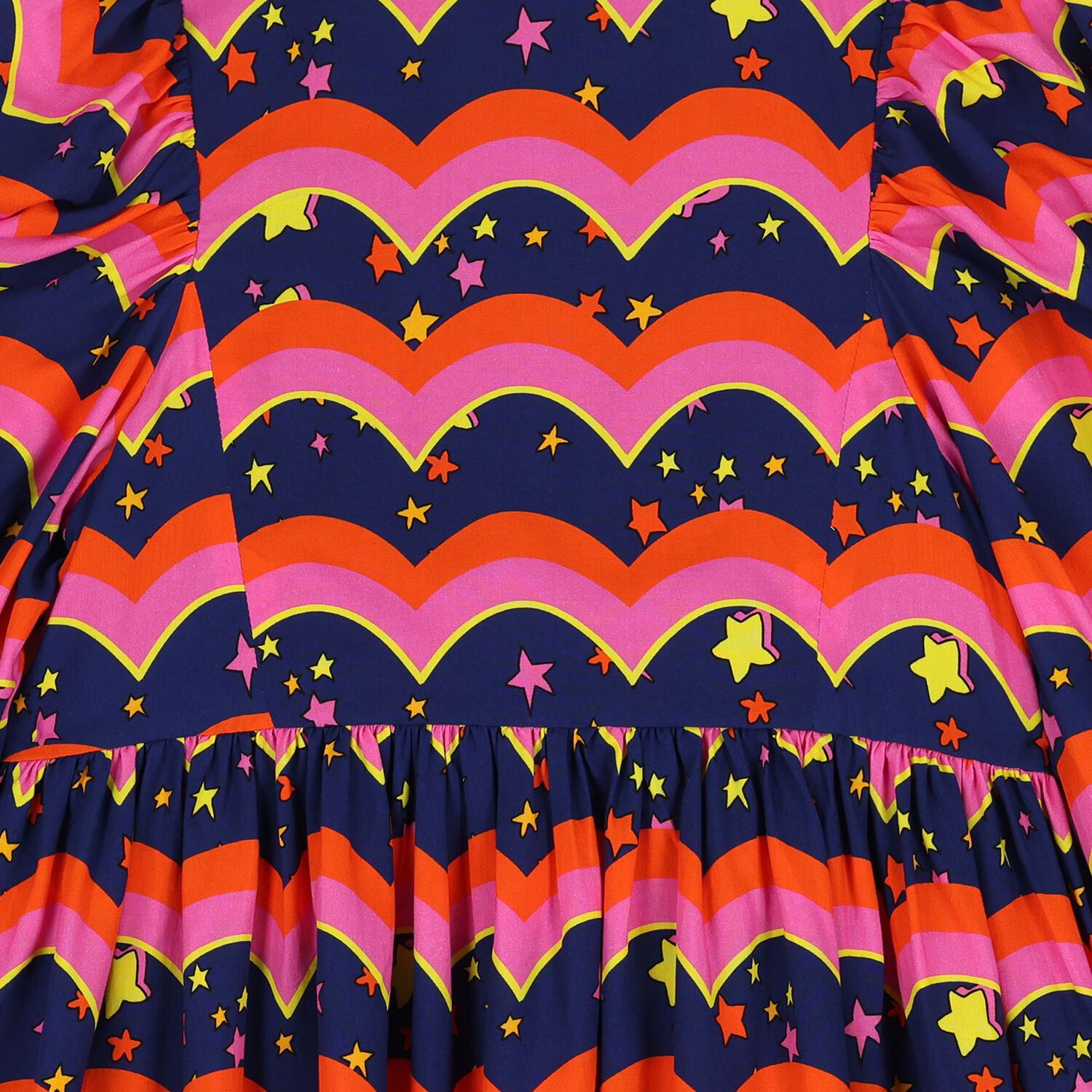 Girls Navy Blue, Orange & Pink Dress, 1, hi-res