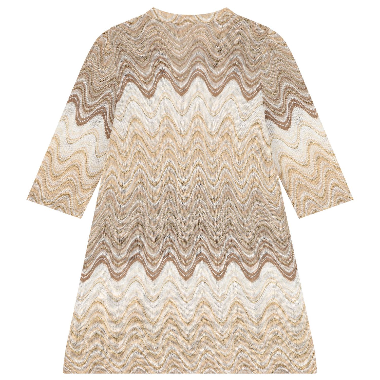 Girls Beige & Gold Striped Kaftan, 1, hi-res