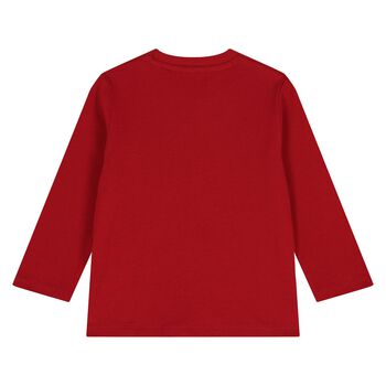 Younger Boys Red Logo Long Sleeve Top