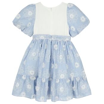 Girls Blue & White Floral Dress