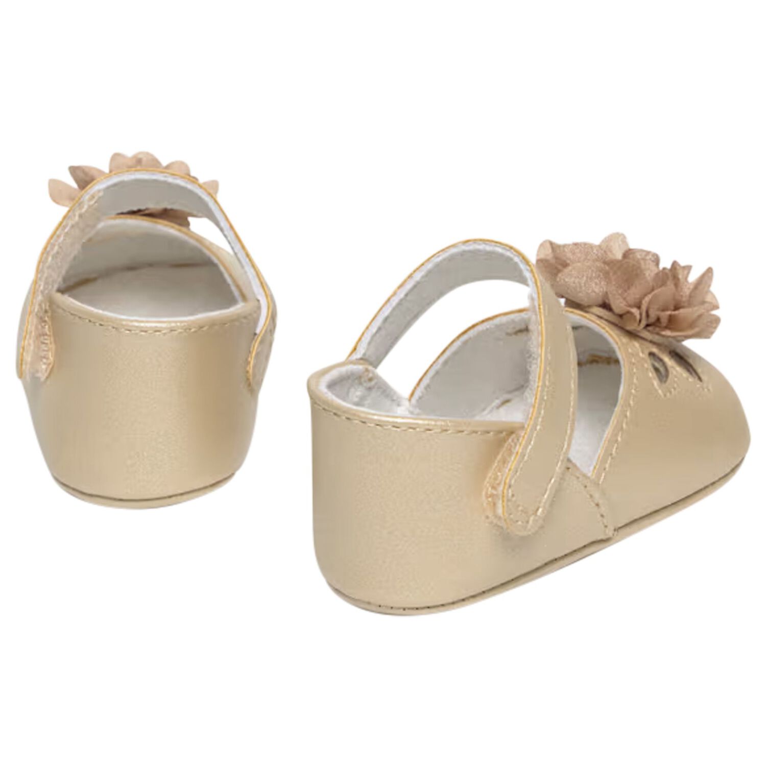 Baby Girls Beige Flower Pre Walker Shoes, 4, hi-res