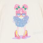 توب بنات بأكمام بالشعار باللون العاجي, 2, hi-res