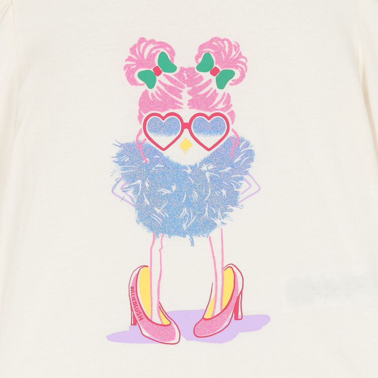 توب بنات بأكمام بالشعار باللون العاجي, 2, hi-res