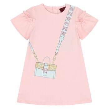 Younger Girls Pink Bag Print Dress