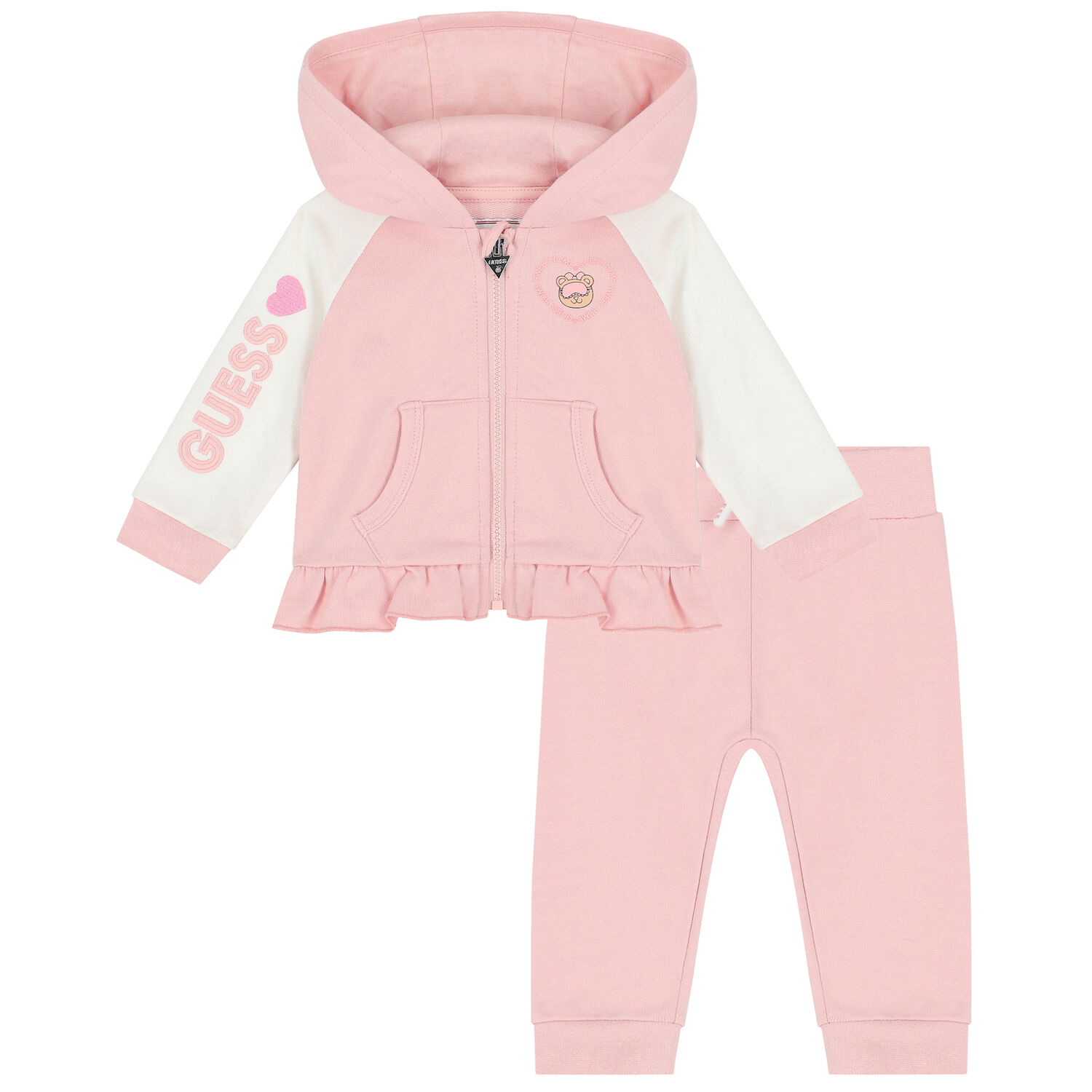 Younger Girls Pink & Ivory Logo Tracksuit, 1, hi-res