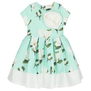Girls Mint Green Floral Dress