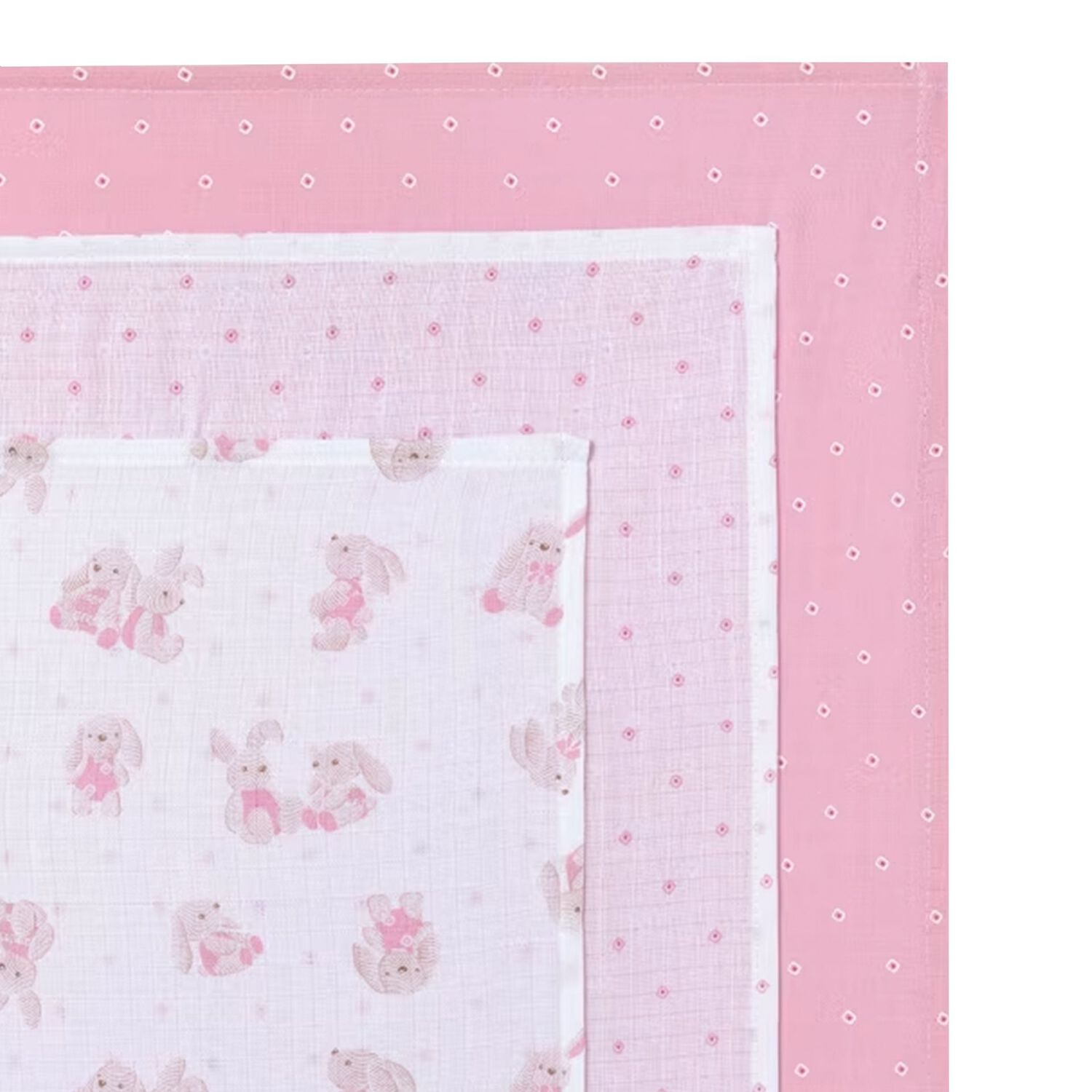 Baby Girls White & Pink Muslin Swaddles ( 3-Pack ), 2, hi-res image number null