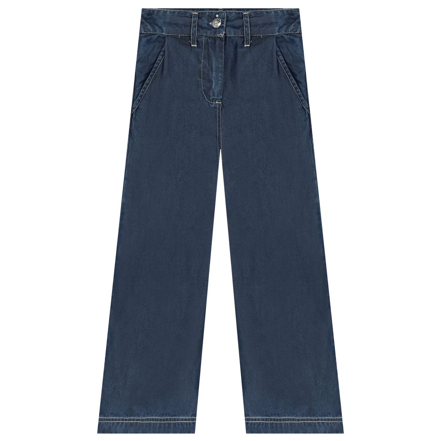 بنطلون بالشعار باللون الأزرق للبنات, 1, hi-res