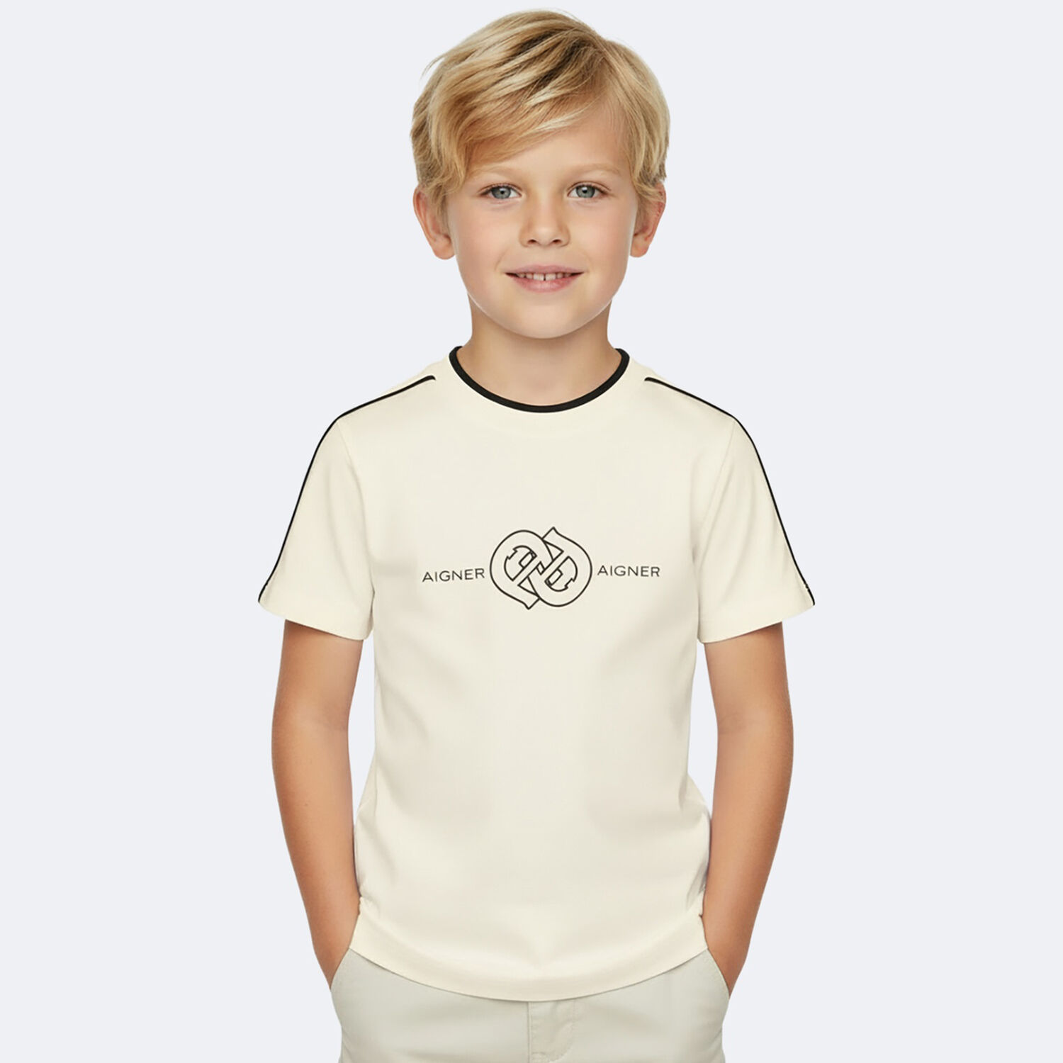 Boys Beige Logo T-Shirt, 1, hi-res