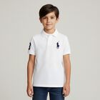 Boys White Logo Polo Shirt, 1, hi-res