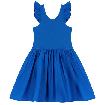 فستان مكشكش باللون الأزرق