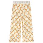 Girls Beige & White Logo Trousers, 1, hi-res