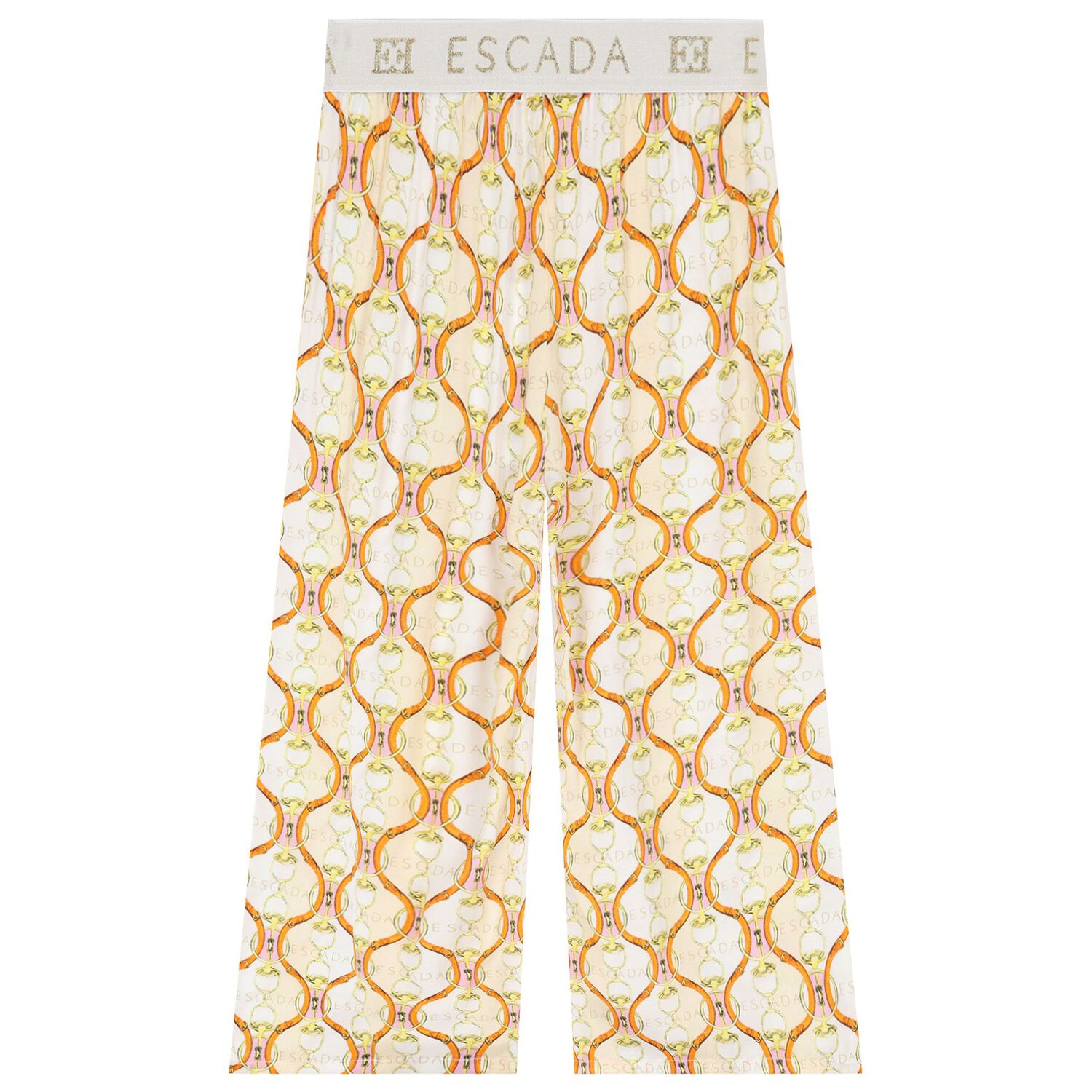 Girls Beige & White Logo Trousers, 1, hi-res image number null