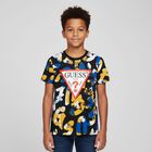 تيشيرت أولاد بالشعار باللون الأسود, 1, hi-res