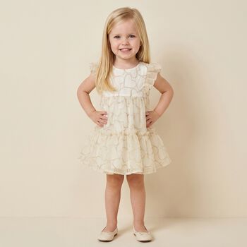 Baby Girls Beige Heart Tulle Dress