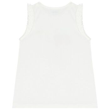 Girls White Cotton Graphic Print Top