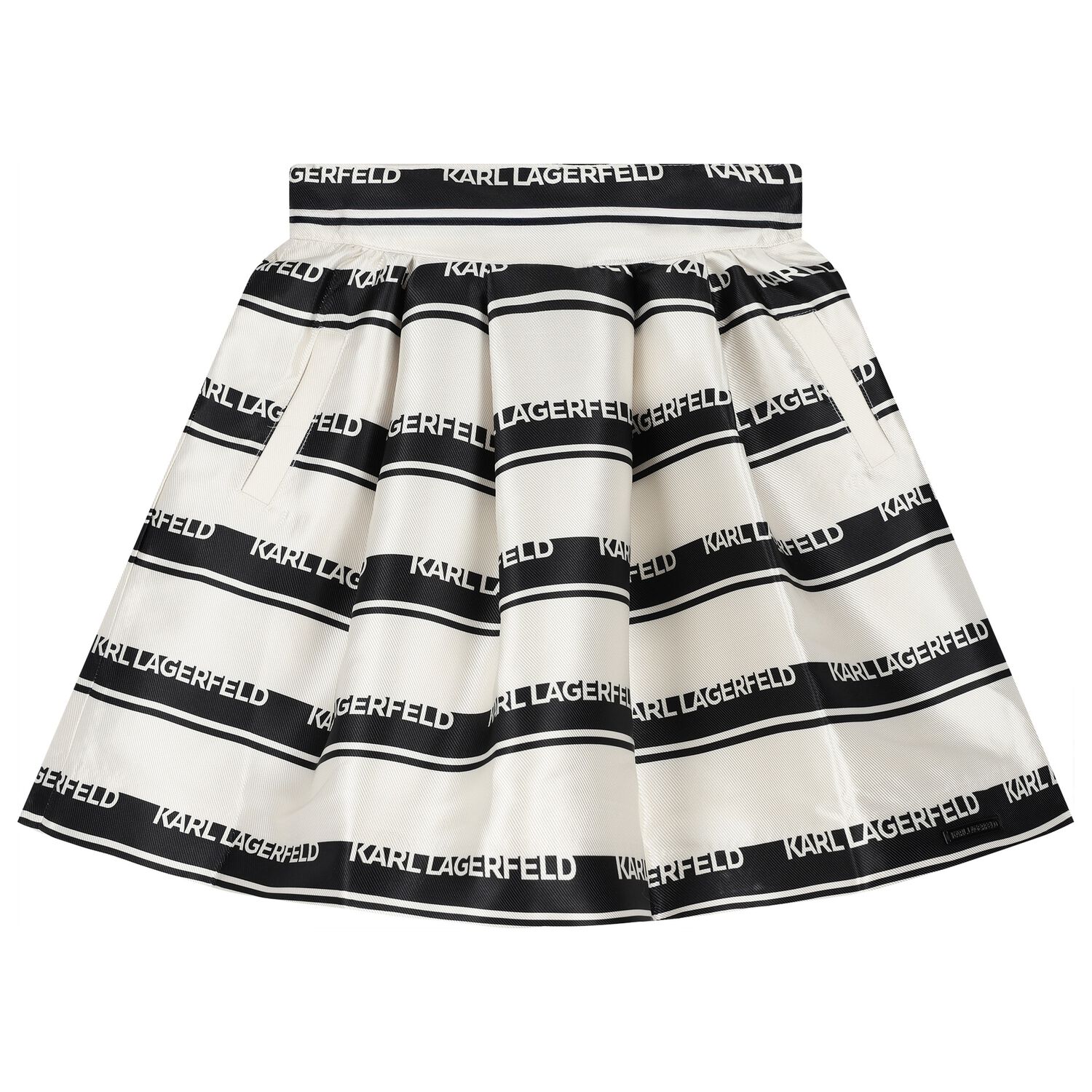 Girls Ivory & Black Striped Skirt, 1, hi-res