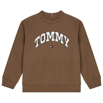 سويت شيرت اولاد بالشعار باللون البنى 