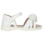 Younger Girls White Flower Sandals, 1, hi-res