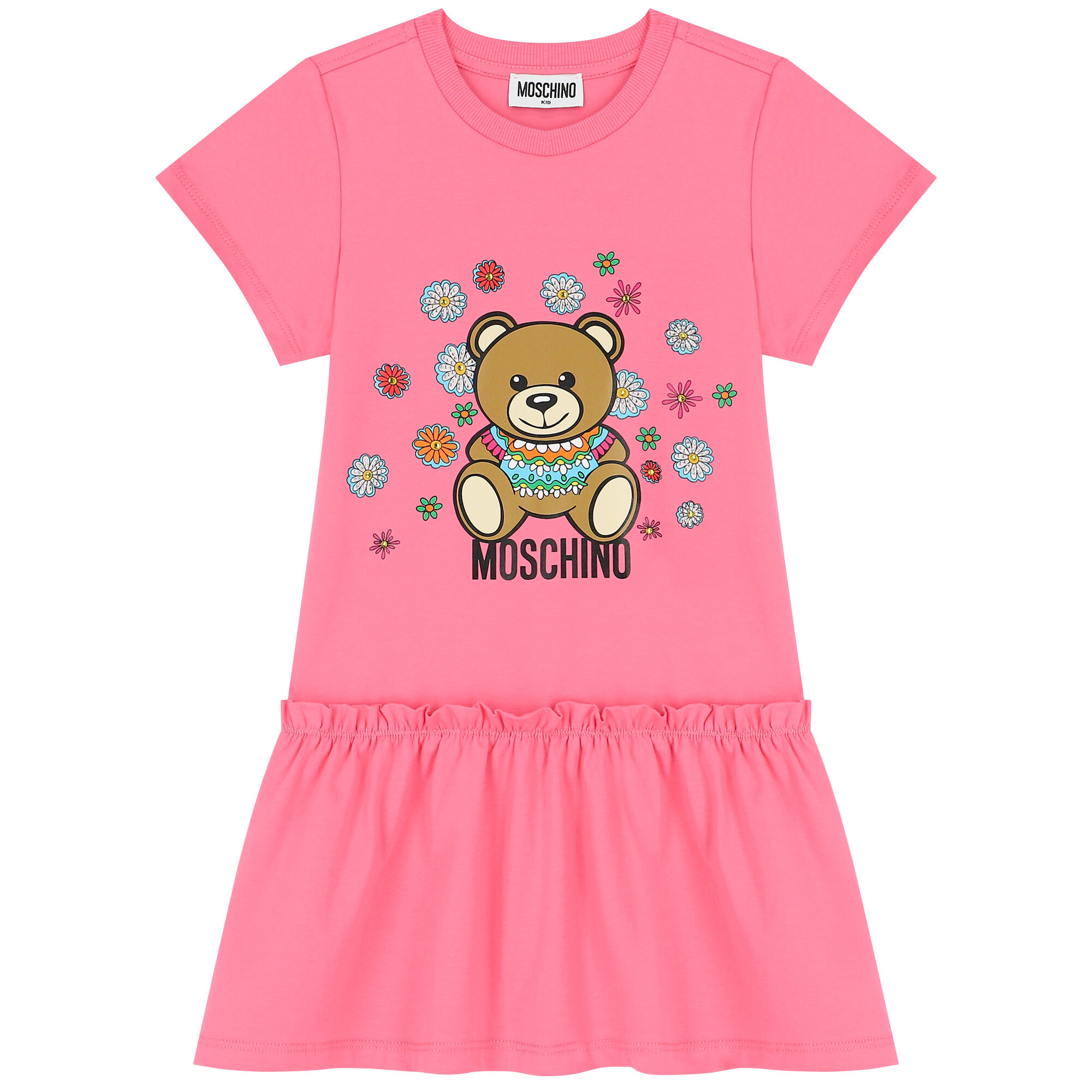 Moschino Girls Pink Teddy Bear Logo Dress Junior Couture UAE