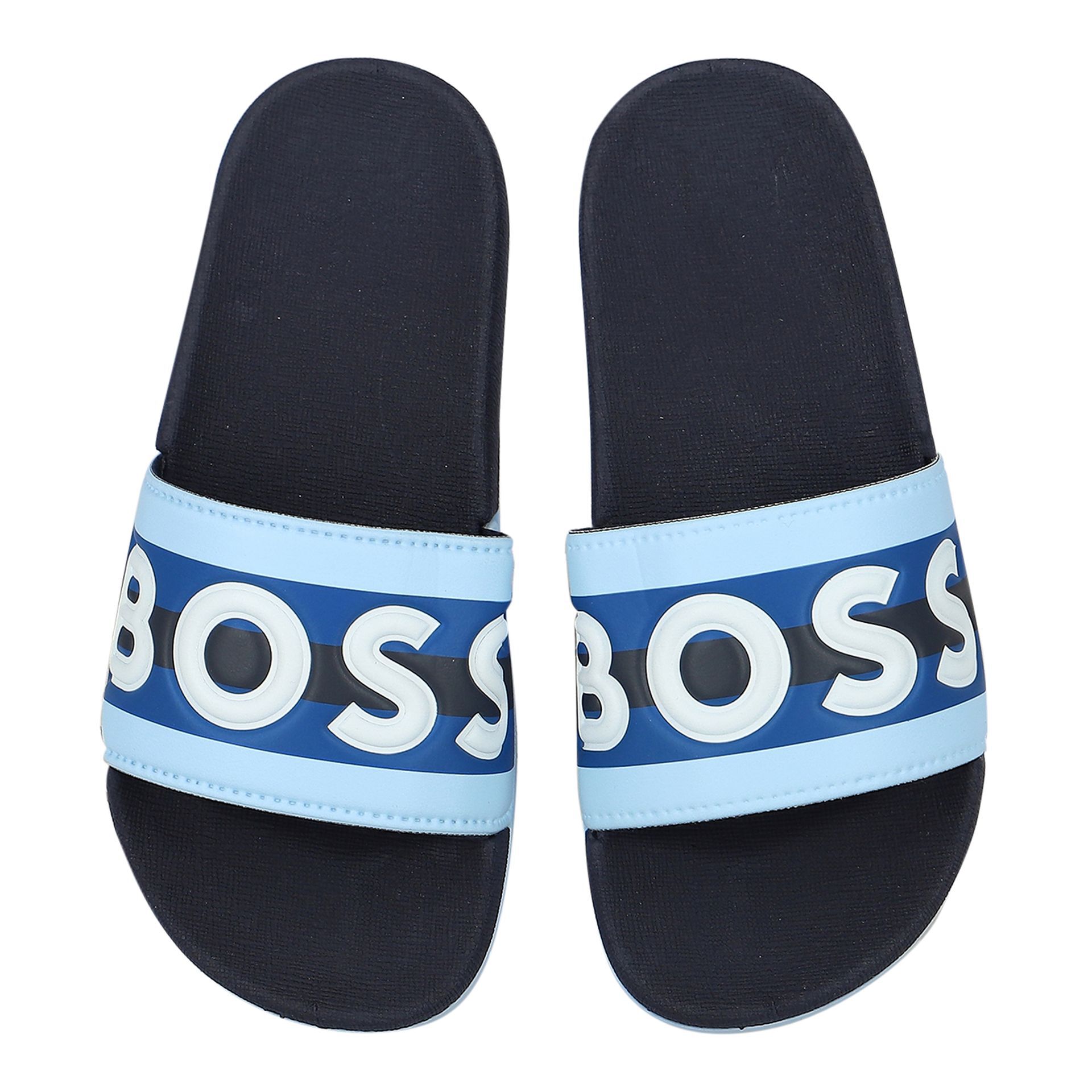BOSS Boys Blue Navy Blue Logo Sliders Junior Couture UAE
