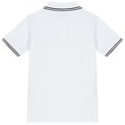 Boys White Logo Polo Shirt, 2, hi-res
