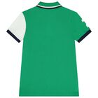 Boys Green, White & Navy Blue Polo Shirt , 1, hi-res