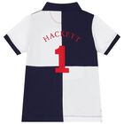 قميص بولو بشعار باللون الكحلي وأبيض للأولاد, 1, hi-res