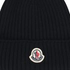 Boys Black Logo Beanie Hat, 1, hi-res