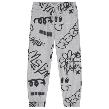 Boys Grey Logo Joggers