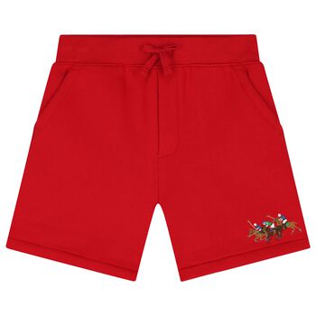 شورت اولاد بالشعار باللون الاحمر 