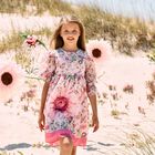 Girls Pink Floral Chiffon Dress, 1, hi-res