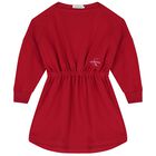 فستان بنات بالشعار باللون الأحمر, 1, hi-res