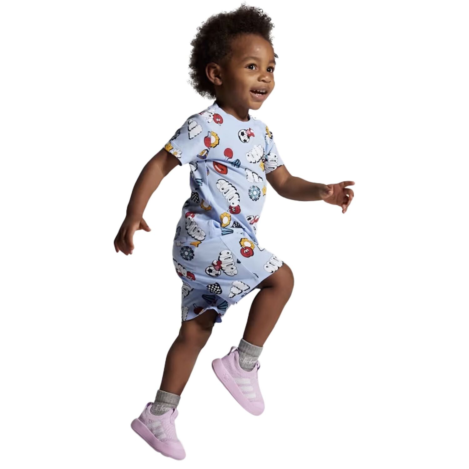 حذاء رياضي بنات مريح بدون رباط بالشعار باللون الوردي , 1, hi-res