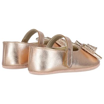 Baby Girls Rose Gold Crystal Shoes