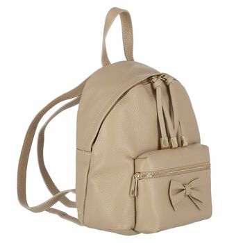 Girls Beige Leather Backpack 