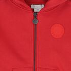 Boys Red Logo Hooded Zip Up Top, 1, hi-res